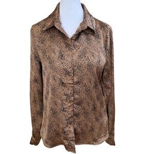 Sincerely Jules Women's Small Cheetah Print Long Sleeve Button Down Shirt